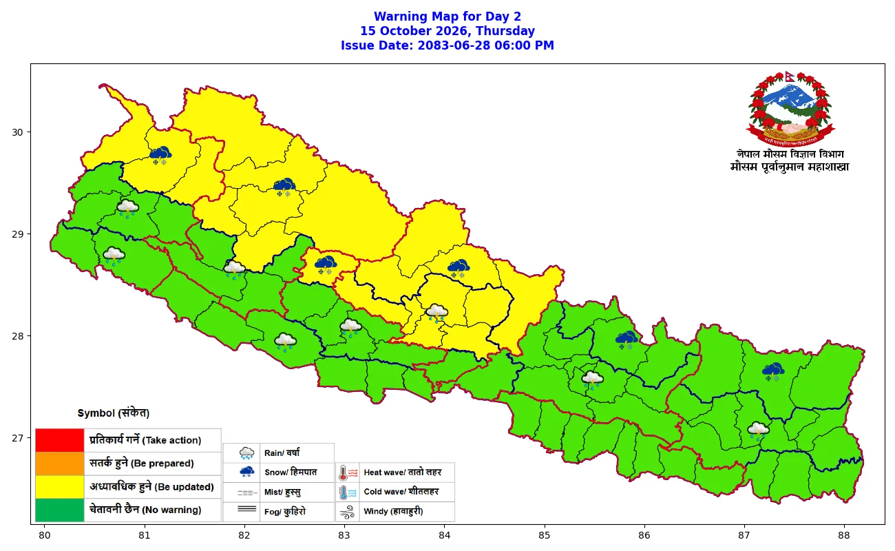 आजको मौसम : मेघगर्जन र चट्याङसहित वर्षाको सम्भावना, सतर्क रहन आग्रह